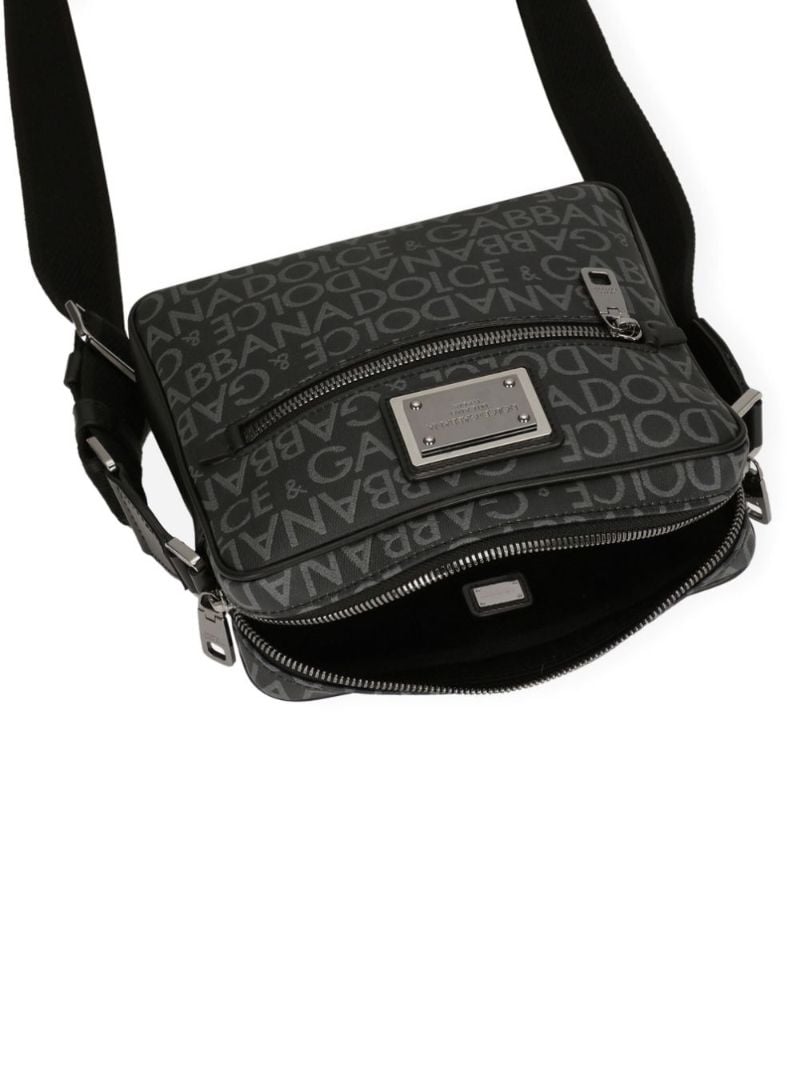 Black Logo Jacquard Crossbody Bag