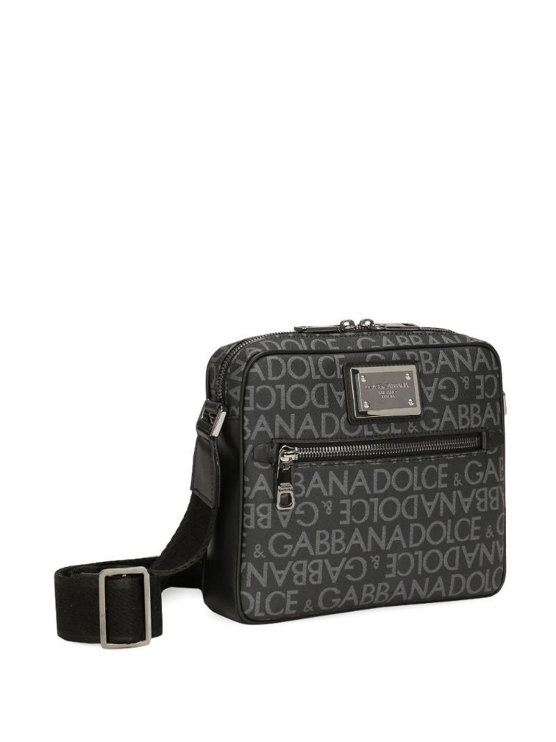 Black Logo Jacquard Crossbody Bag