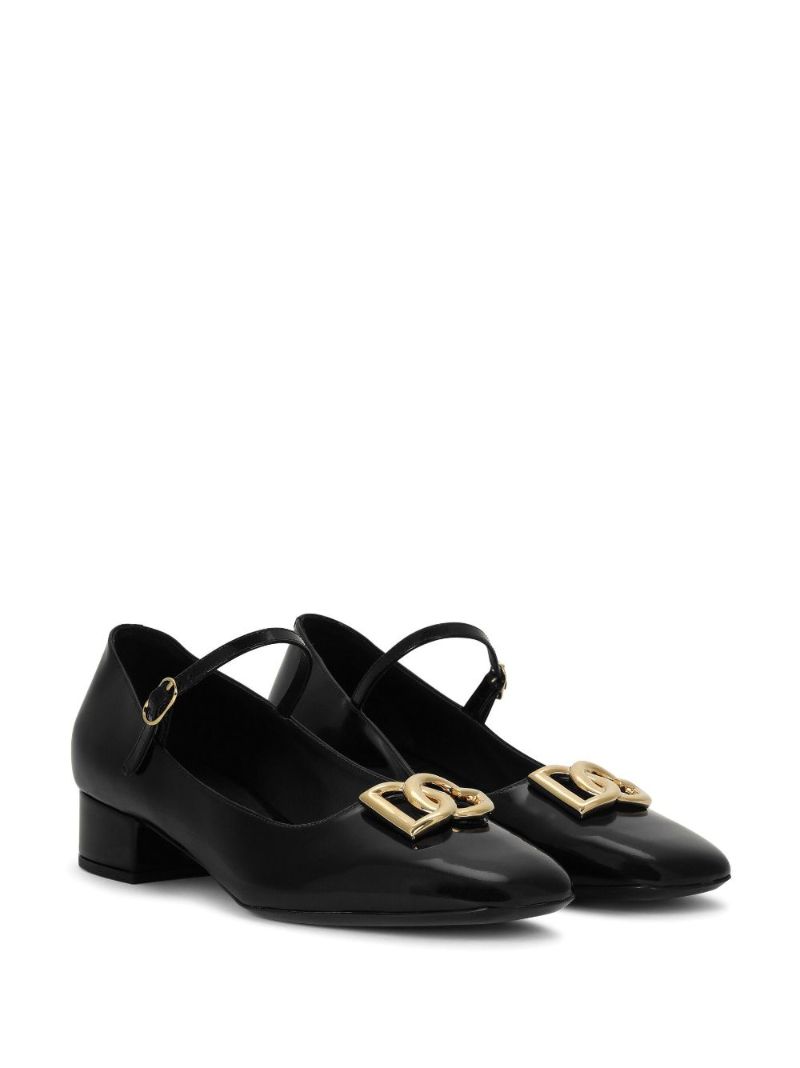Black Jackie Leather Mary Jane Pumps