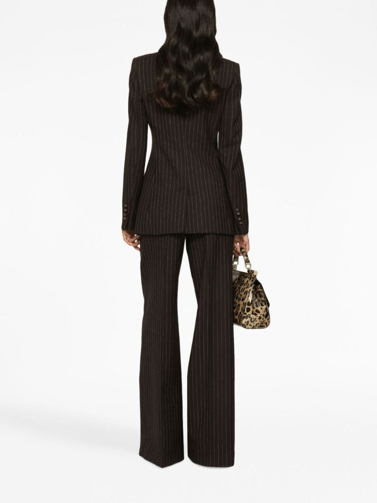 Brown Pinstriped Double-breasted Blazer
