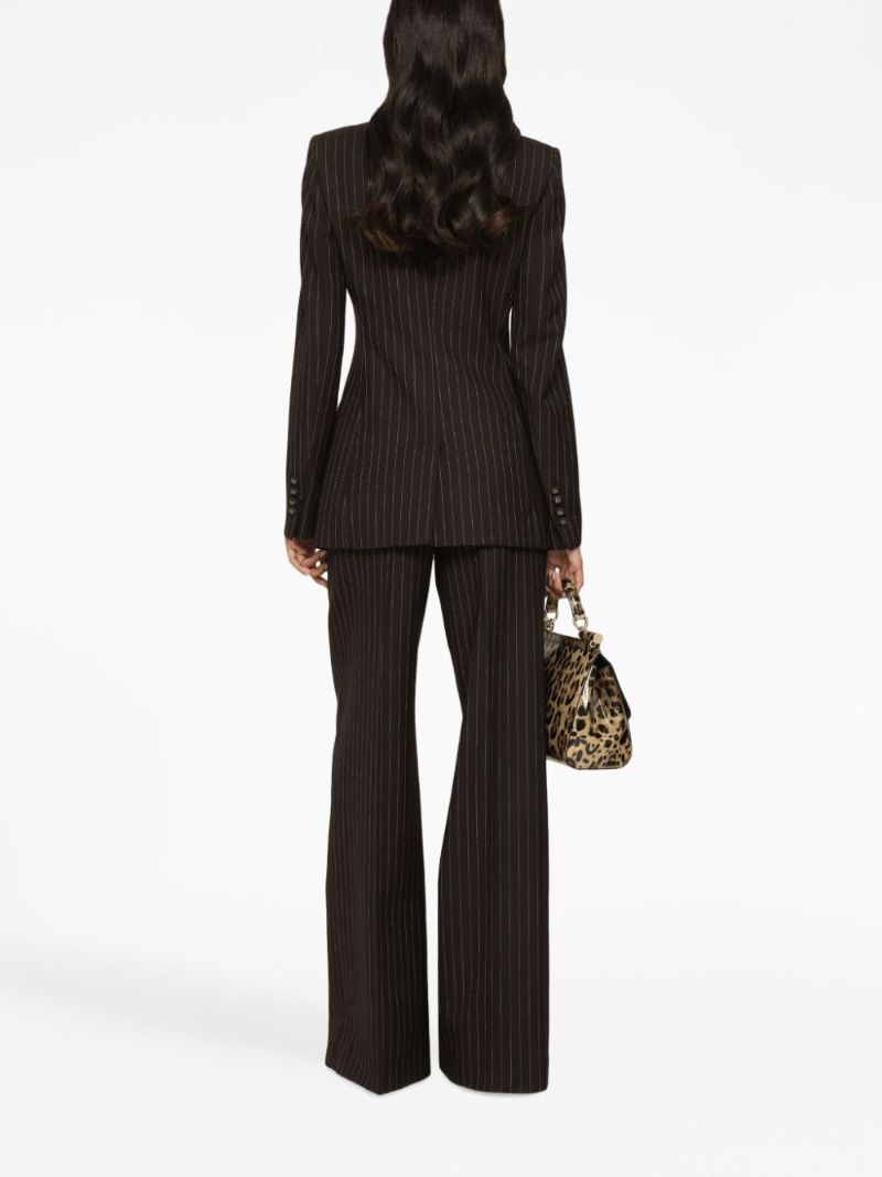 Brown Pinstriped Double-breasted Blazer