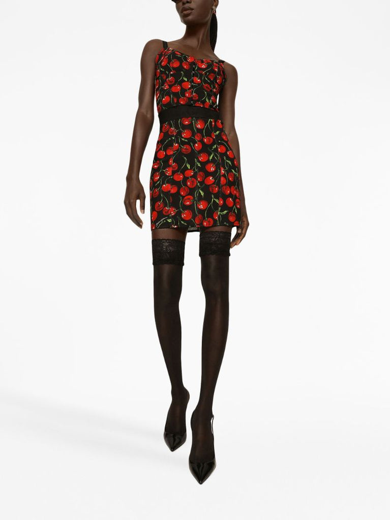 Black Cherry-print Mini Skirt
