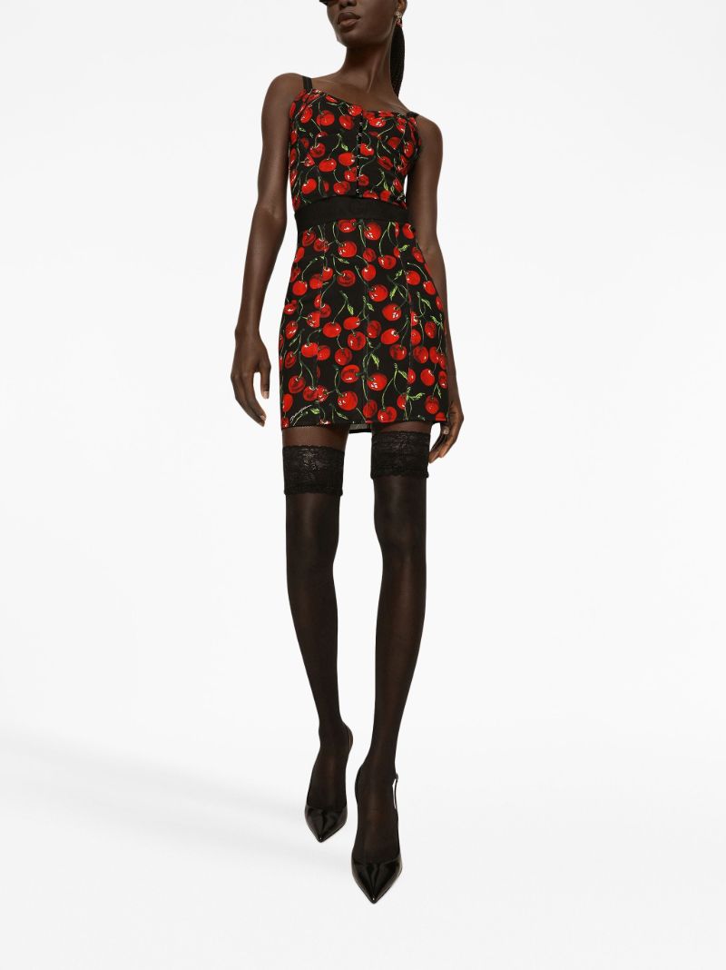 Black Cherry-print Mini Skirt
