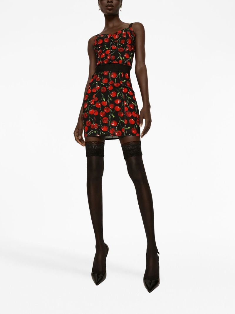 Black Cherry-print Mini Skirt