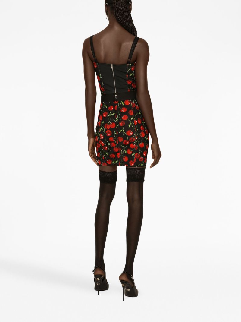 Black Cherry-print Mini Skirt