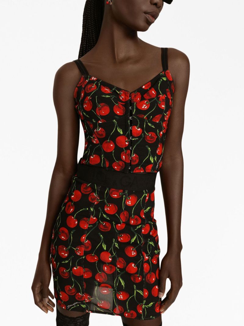 Black Cherry-print Mini Skirt