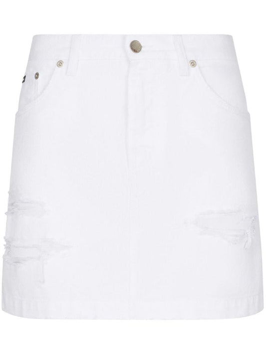 Ripped Denim Mini Skirt