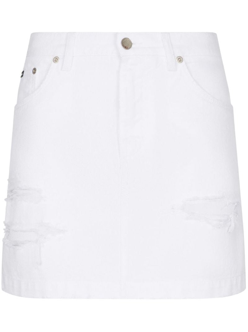 Ripped Denim Mini Skirt