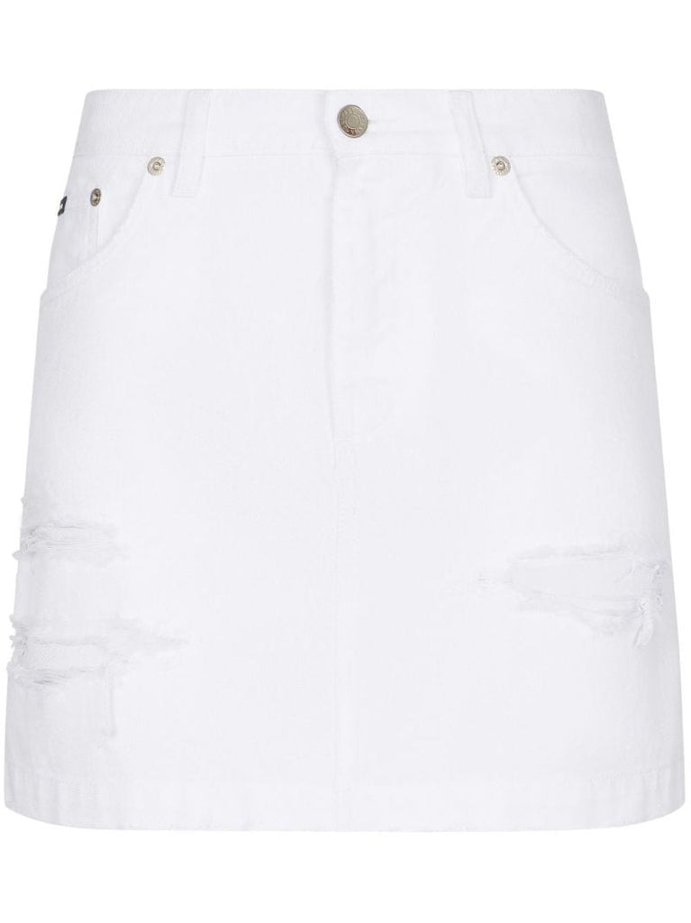 Ripped Denim Mini Skirt