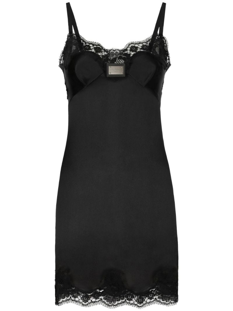 Black Lace-trim Mini Dress