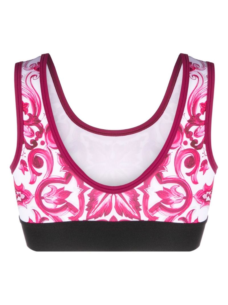 Pink Majolica-print Crop Top