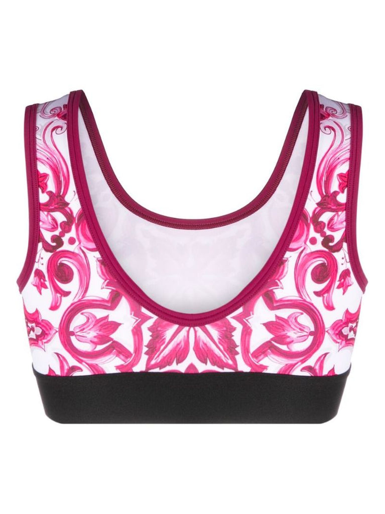 Pink Majolica-print Crop Top