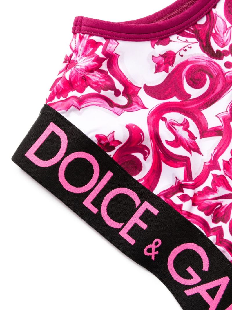Pink Majolica-print Crop Top