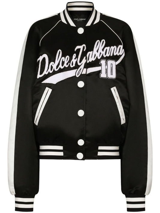 Black Logo AppliquÃ_x0083_Â© Bomber Jacket