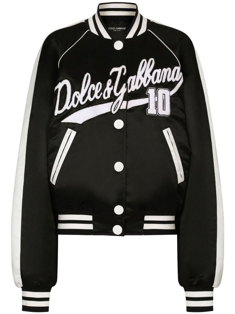 Black Logo AppliquÃ_x0083_Â© Bomber Jacket