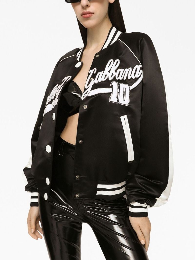 Black Logo AppliquÃ_x0083_Â© Bomber Jacket