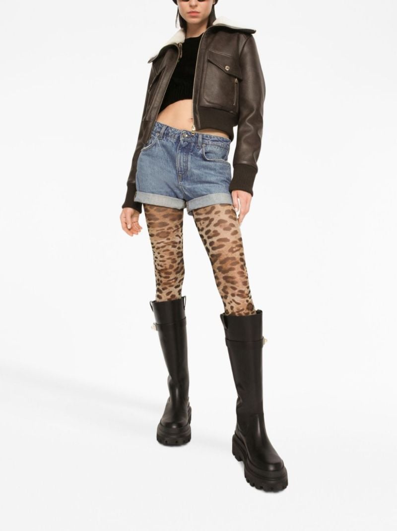 Brown Shearling-collar Bomber Jacket