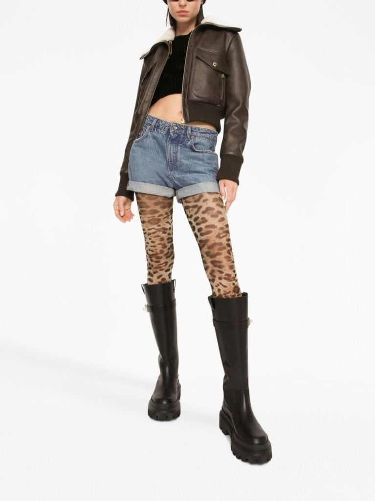 Brown Shearling-collar Bomber Jacket