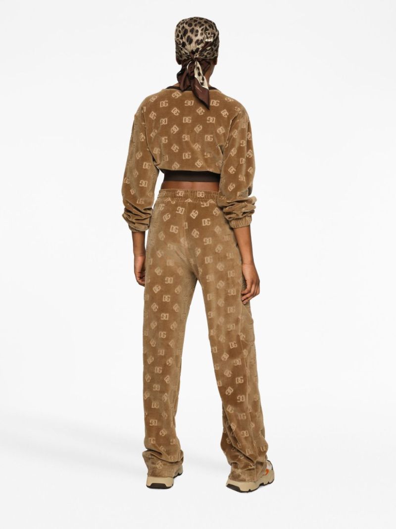 Brown Dg-jacquard Cropped Sweatshirt