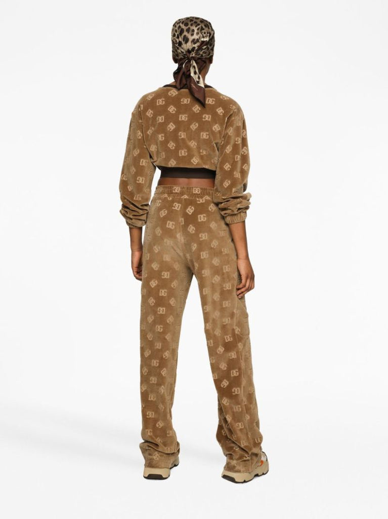Brown Dg-jacquard Cropped Sweatshirt