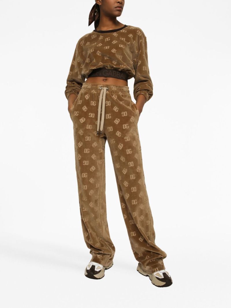 Brown Dg-jacquard Cropped Sweatshirt
