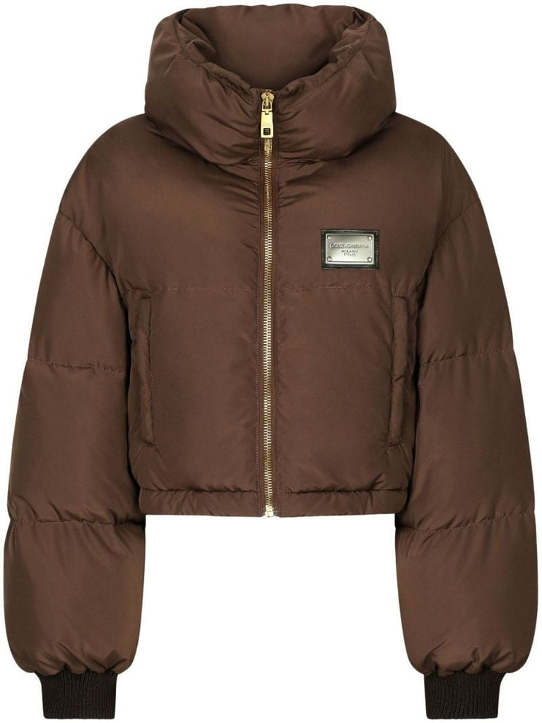 Brown Logo-plaque Puffer Jacket