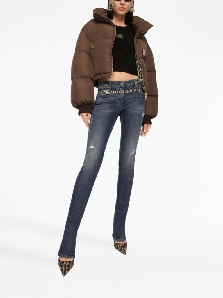 Brown Logo-plaque Puffer Jacket
