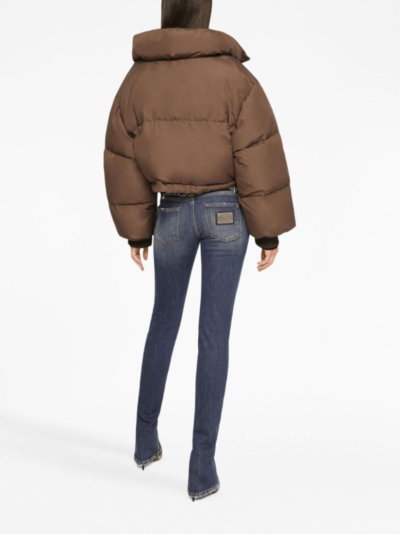 Brown Logo-plaque Puffer Jacket
