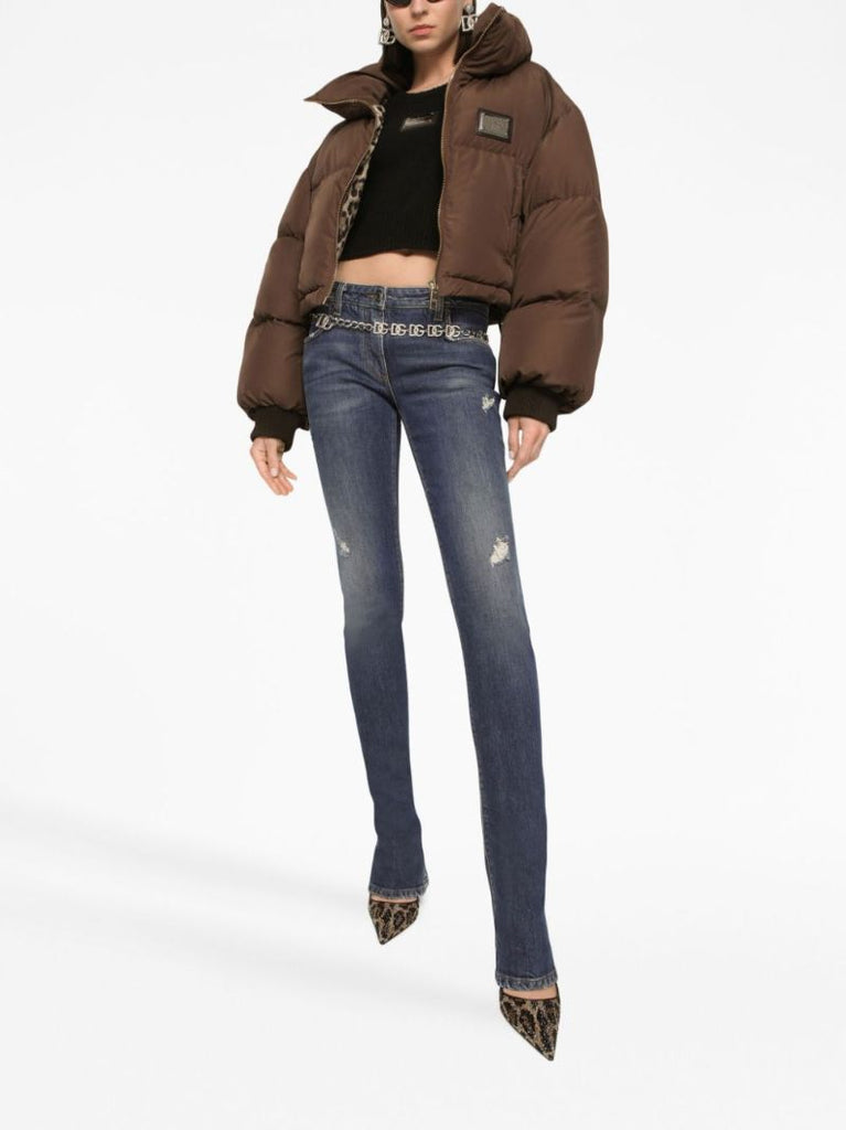 Brown Logo-plaque Puffer Jacket
