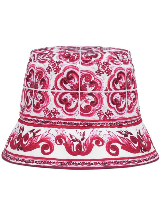 White Majolica Print Bucket Hat