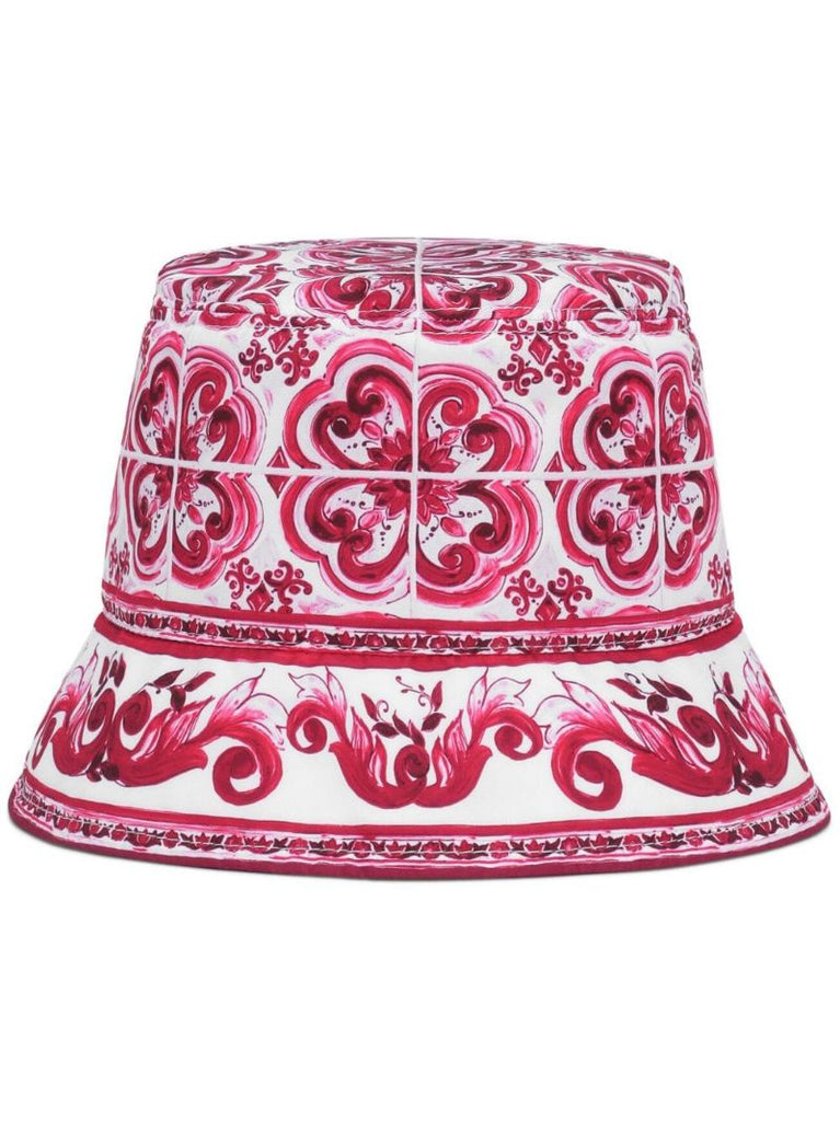 White Majolica Print Bucket Hat