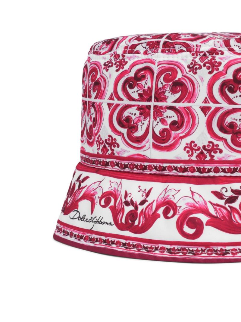 White Majolica Print Bucket Hat