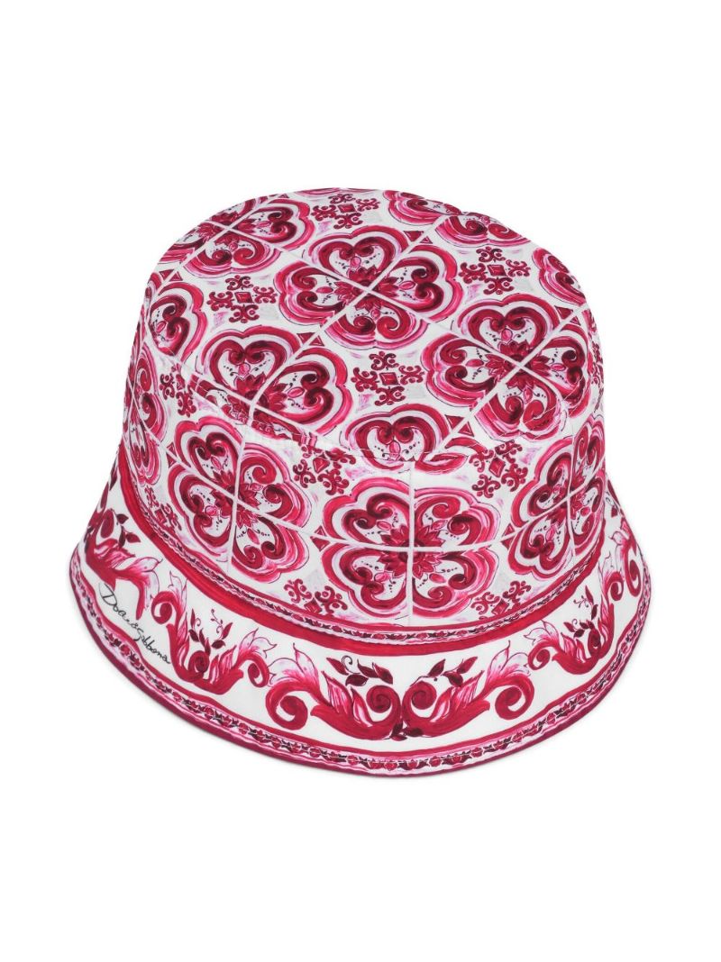 White Majolica Print Bucket Hat