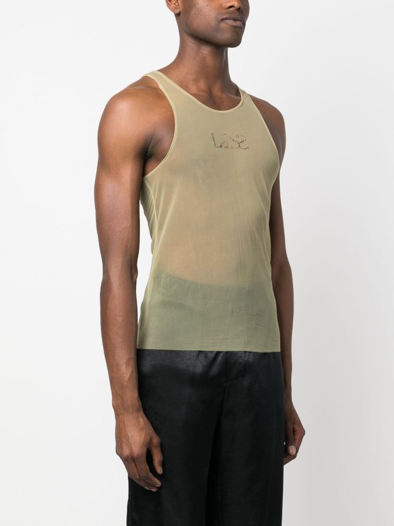 Green Crystal Logo Mesh Tank Top