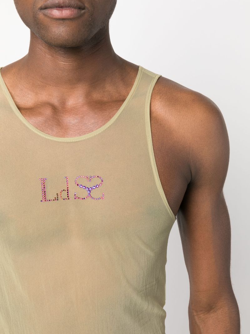 Green Crystal Logo Mesh Tank Top