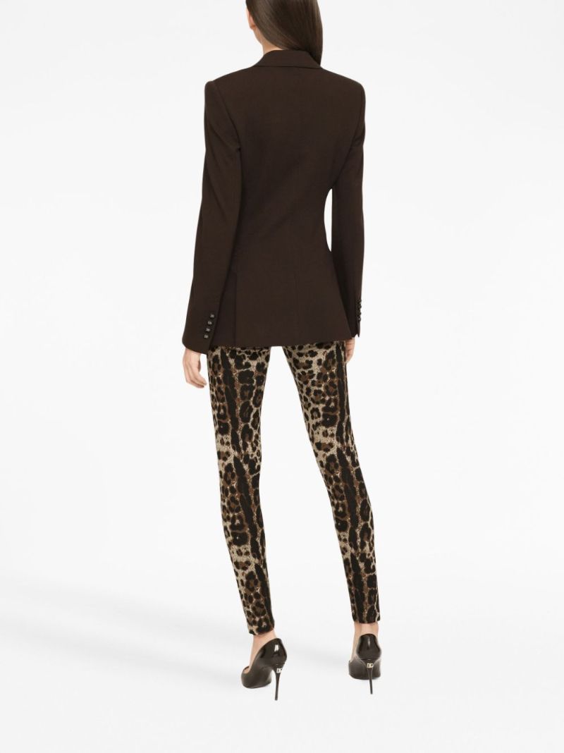 Brown Leopard-jacquard Leggings