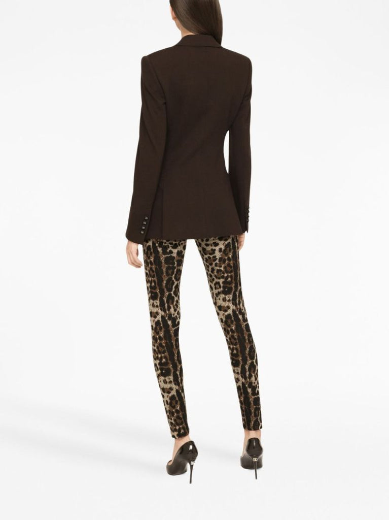 Brown Leopard-jacquard Leggings