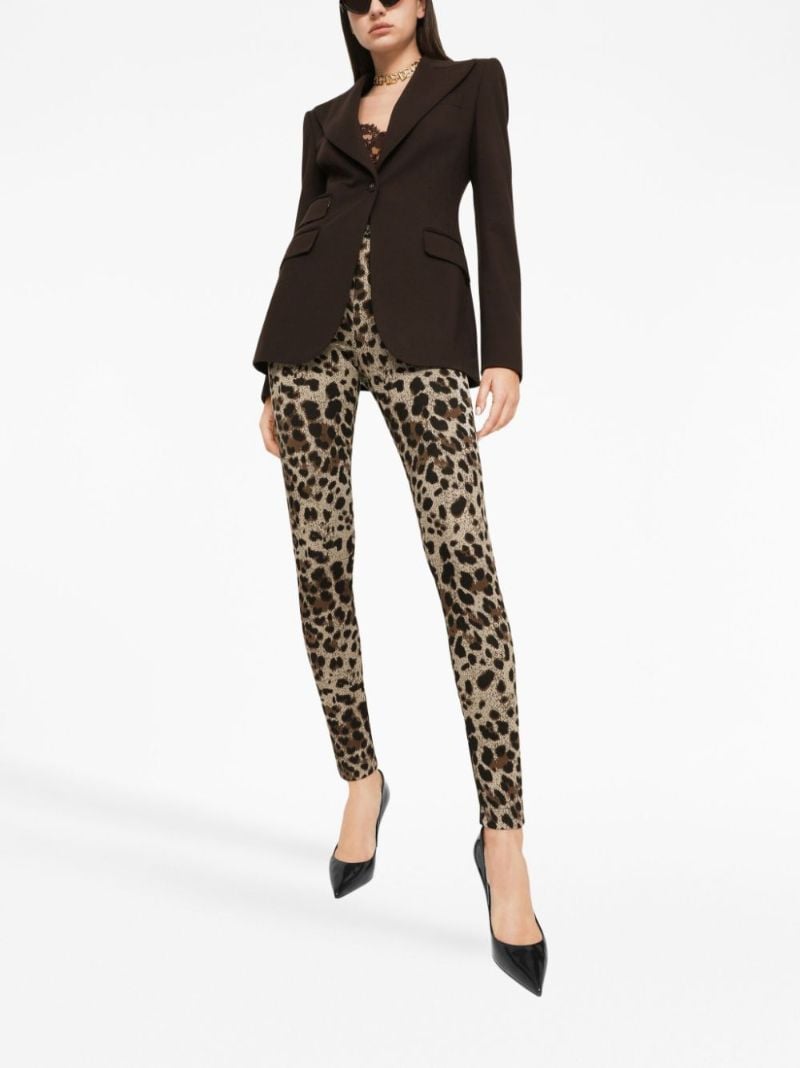 Brown Leopard-jacquard Leggings