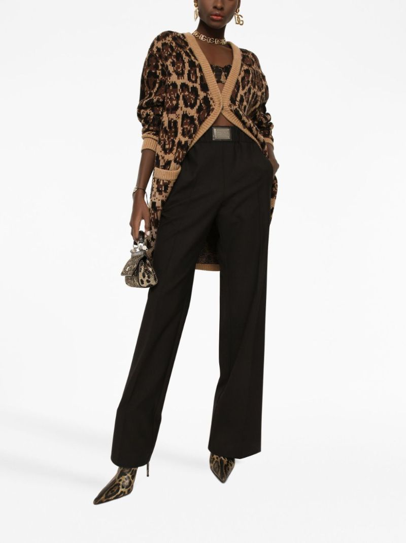 Black Logo-plaque Flared Trousers
