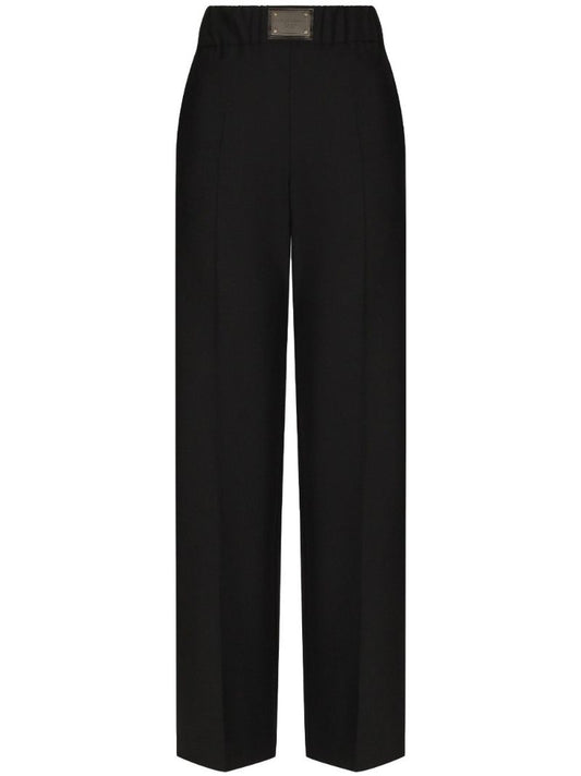 Black Logo-plaque Flared Trousers