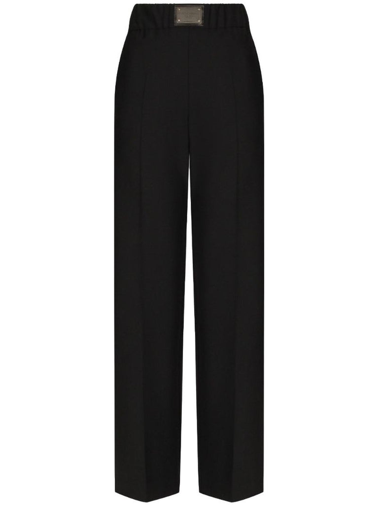 Black Logo-plaque Flared Trousers
