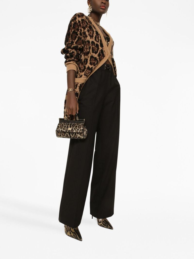 Black Logo-plaque Flared Trousers