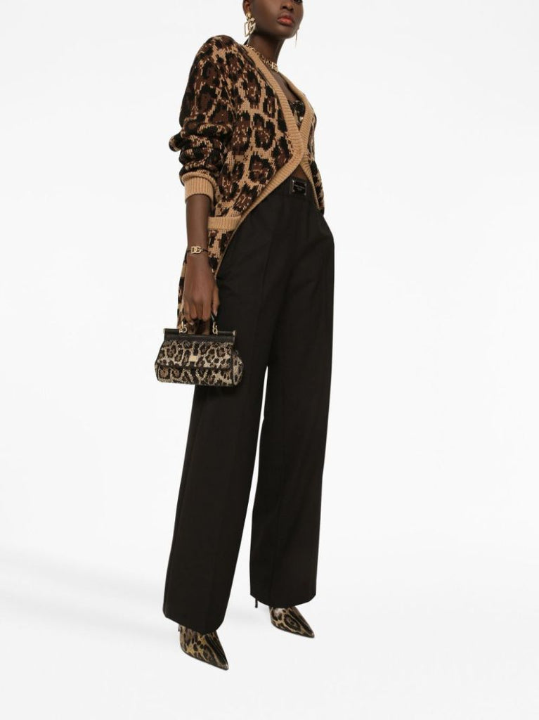 Black Logo-plaque Flared Trousers