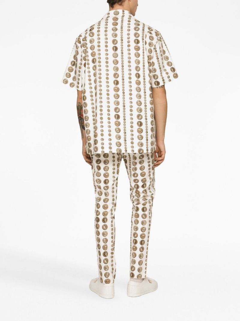 White Coin Print Shirt