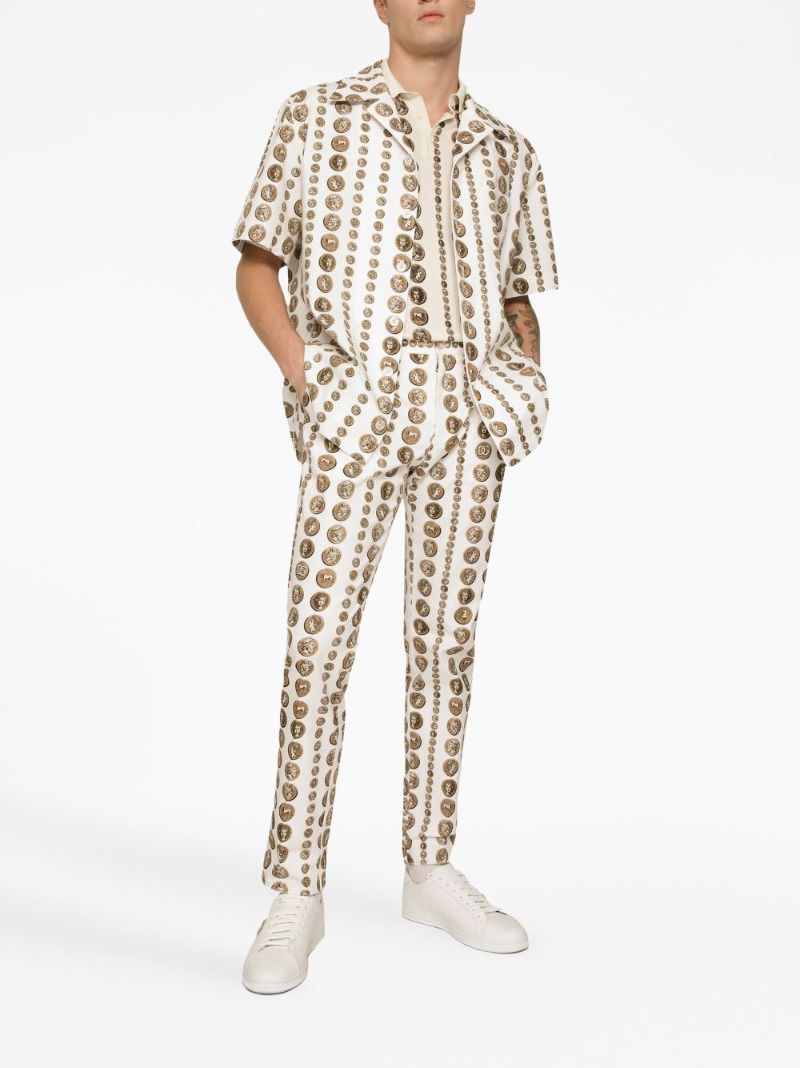 White Coin Print Shirt