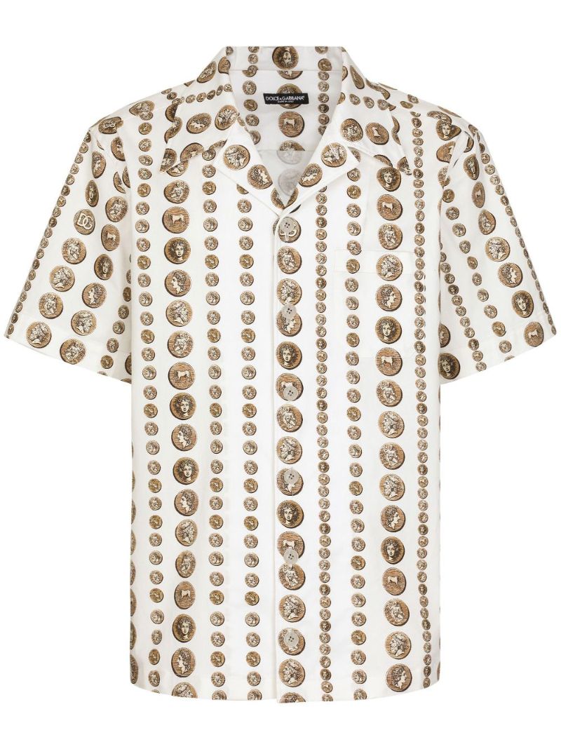 White Coin Print Shirt