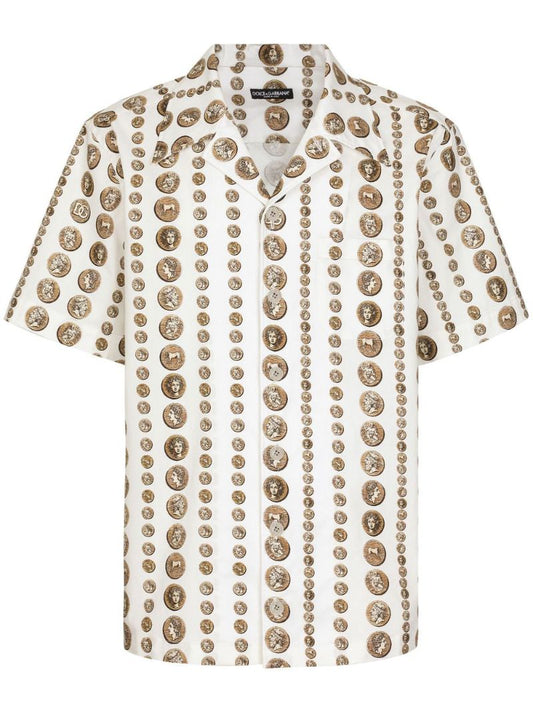 White Coin Print Shirt
