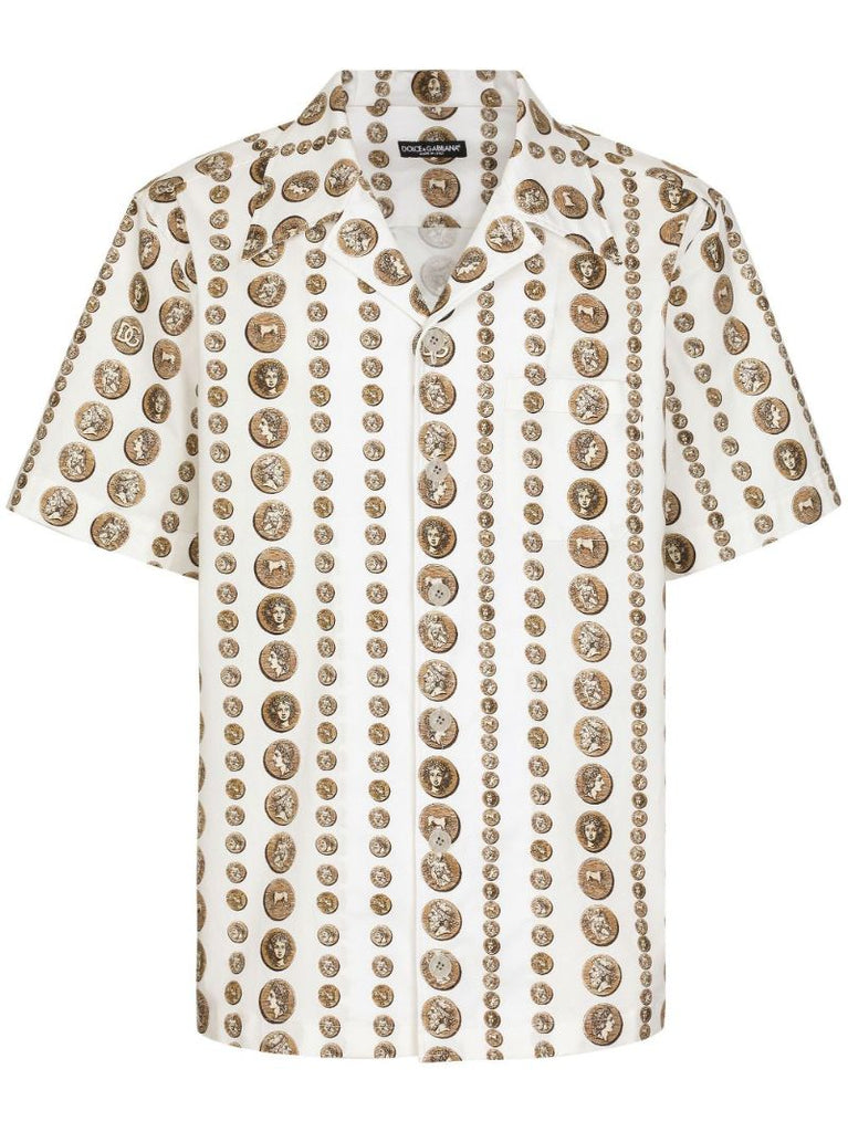 White Coin Print Shirt
