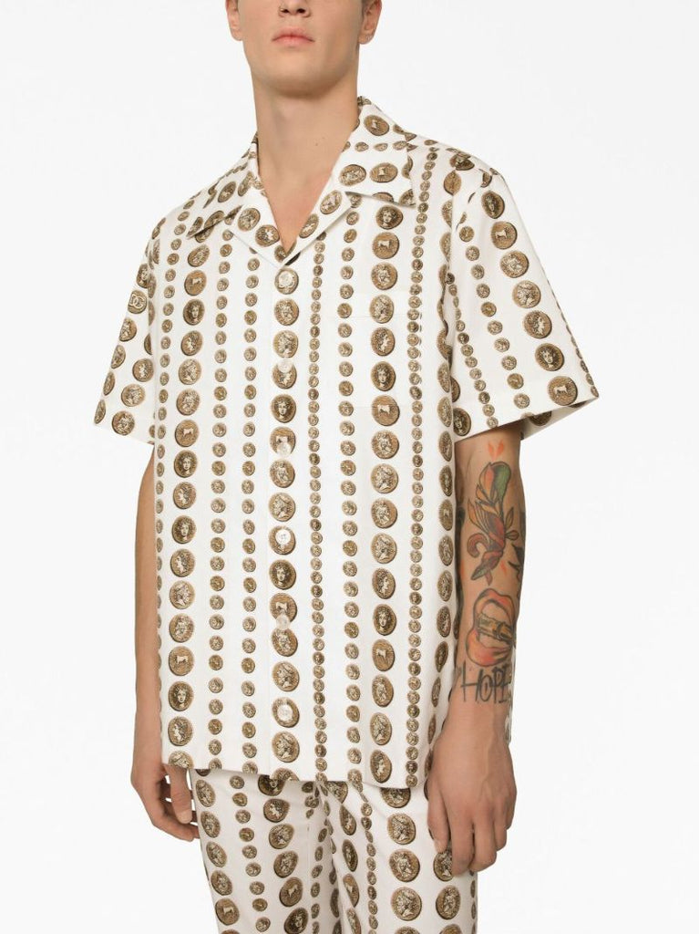 White Coin Print Shirt