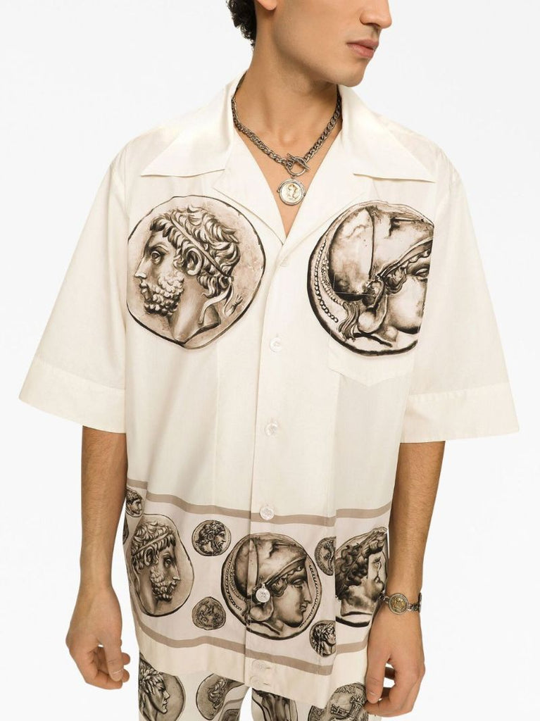 Neutral Cotton Coin Print Shirt